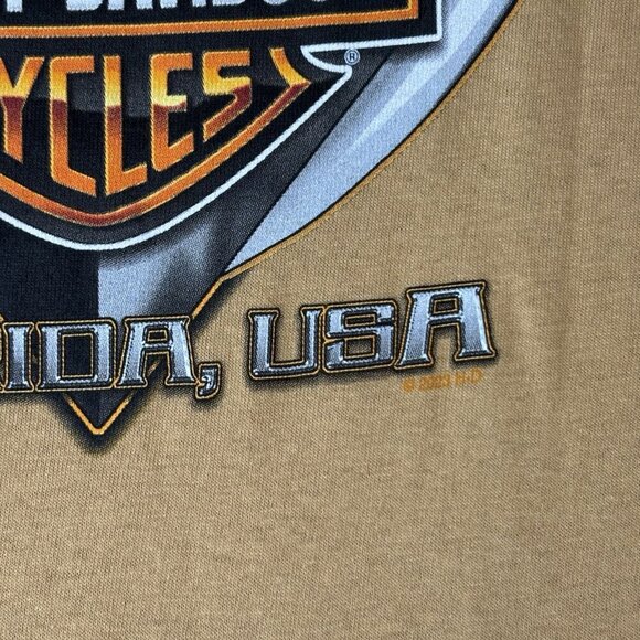 Harley Davidson Shirt Mens Small Yellow 2023 Orlando Florida USA Bikers Moto NWT - Picture 13 of 15